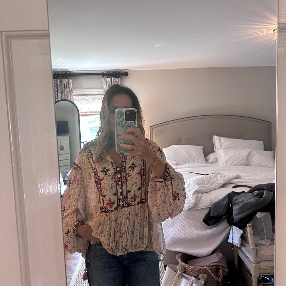Floral Isabel Marant Etoioe Embroidered Cream Blouse